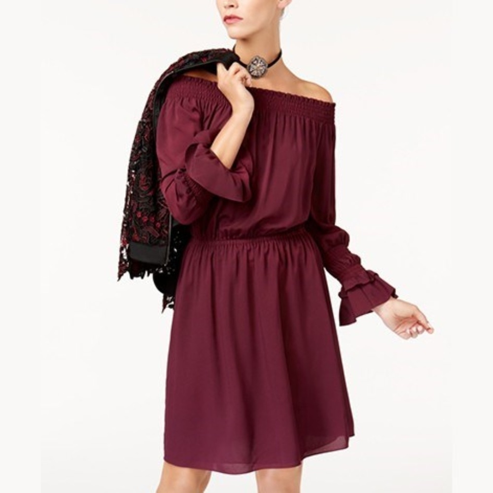 Kobi Halperin Off-The-Shoulder Dress Burgundy